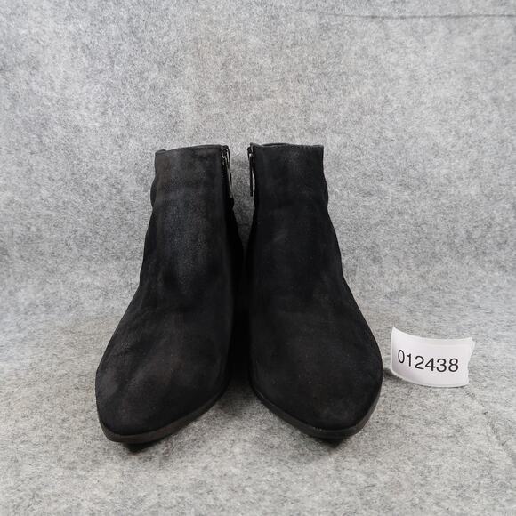 Aquatalia Shoes Womens 8 Booties Franca Ankle Boot Leather Almond Toe Black Zip - Picture 2 of 15